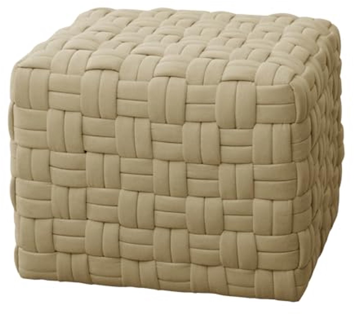Stijlvolle Gevlochten Poef - Beige Zitkussen voor Stijlvol Wonen