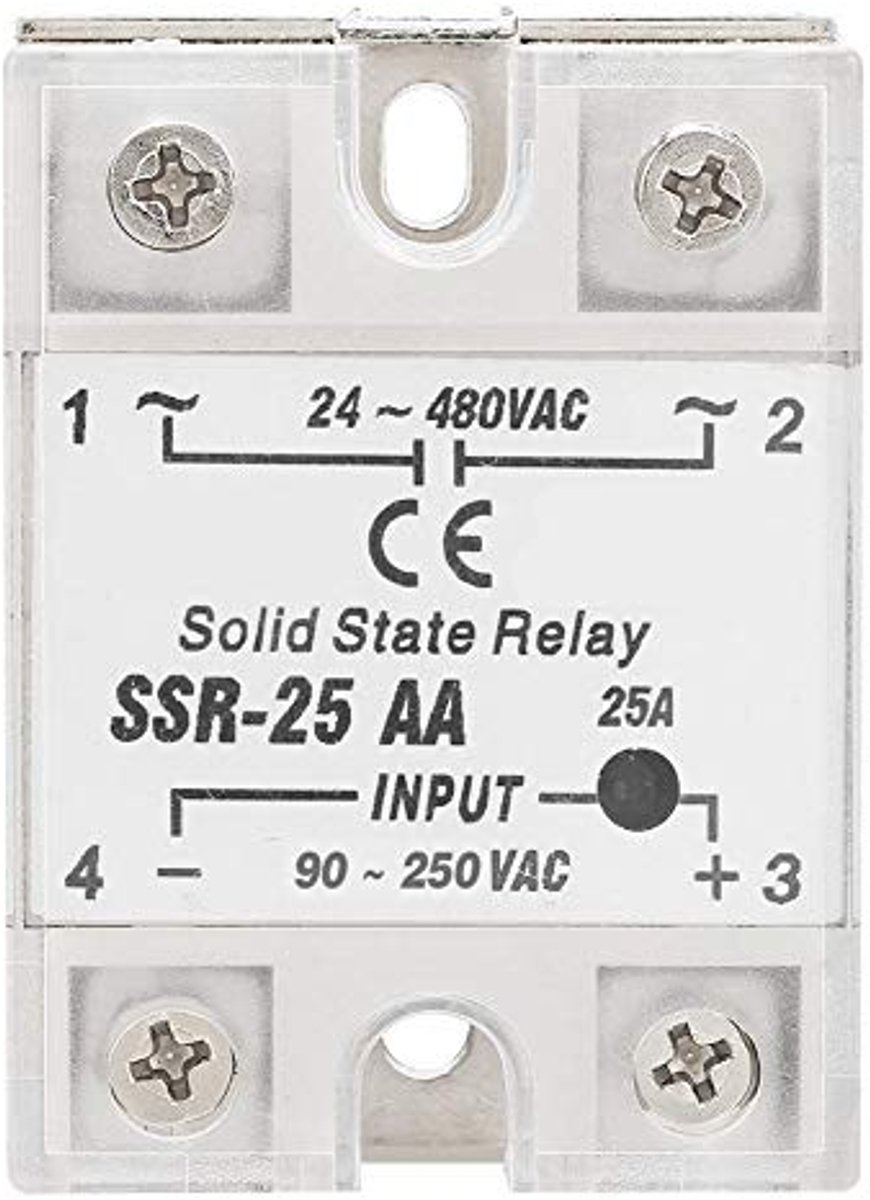 Halfgeleiderrelais 25A - SSR AC-AC-module voor 90-250V AC ingang en 24-480V AC uitgang