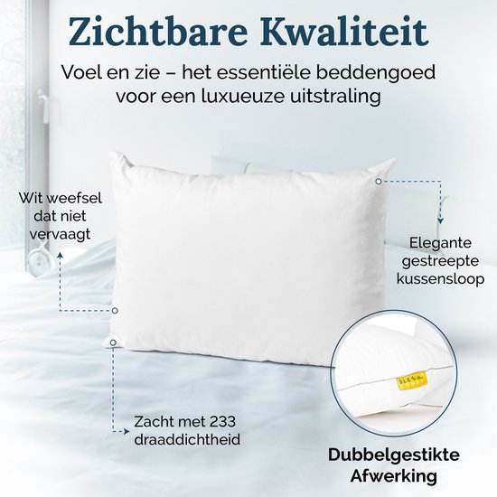 Sleep Comfy Set de 2 oreillers – Qualité hôtelière – 30 jours de sommeil d'essai – Comfort ultime – Soulage les douleurs du cou et du dos – Orthopédique et ergonomique – Convient à toutes les positions de sommeil – 60 x 70 cm