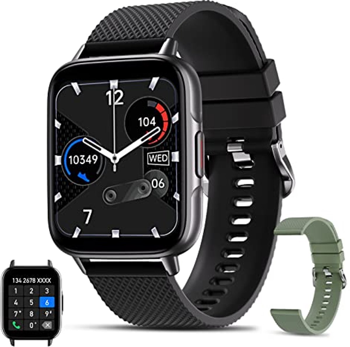 Slimme Sporthorloge met Telefoonfunctie, 1.7 Inch Touchscreen, IP68 Waterdicht, Fitness Tracker met Hartslag- en Bloeddrukmeter