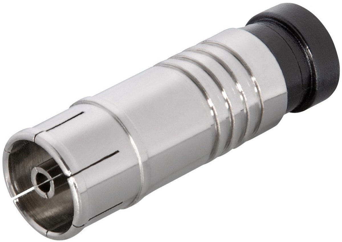 Coax IEC (v) compressie connector - metaal / recht
