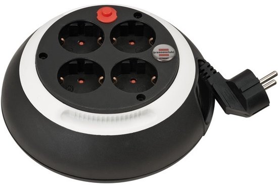 Foto: Brennenstuhl comfort line kabelbox cl s 4 voudig mini kabelhaspel indoor kabelhaspel voor huishouden 3 m kabel made in germany zwart wit