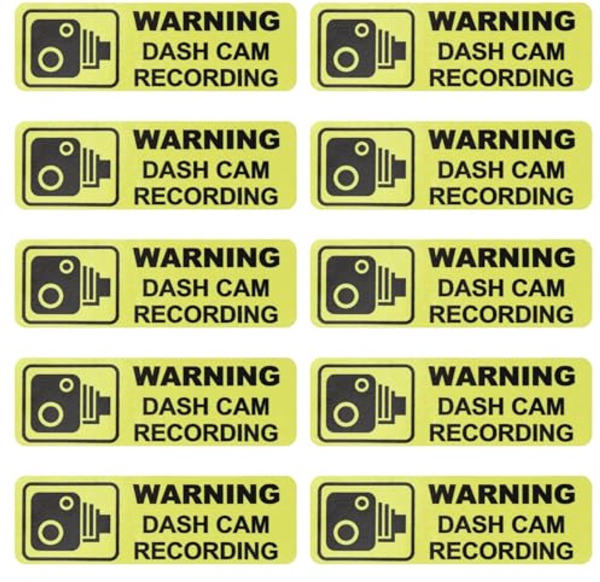10 Stuks PVC Dashcam Stickers voor Dashboardcamera - Waarschuwingsstickers Auto