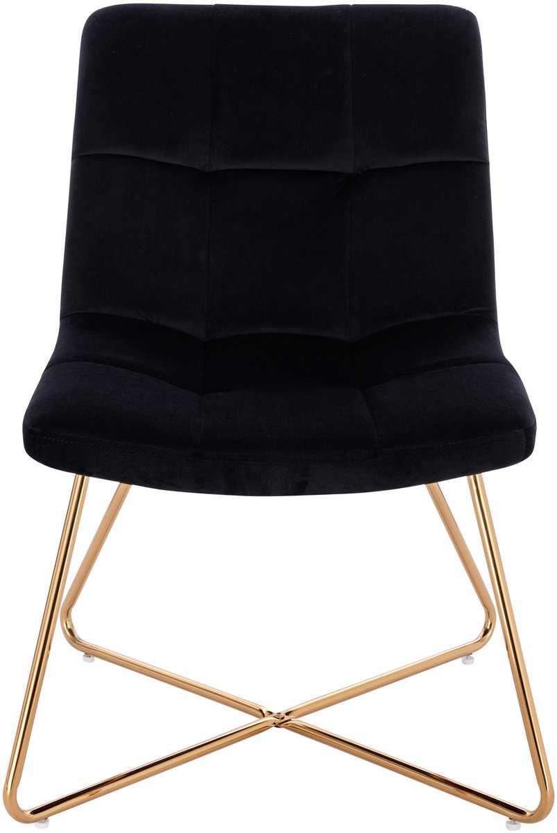 SVITA LYNN Lounge Chair - Cocktail Chair Club Chair Beklede stoel zonder armleuningen Gouden poten Fluwelen bekleding Zwart