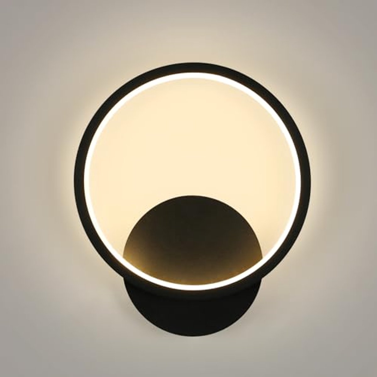 Moderne Ronde Wandlamp 12W - Zwart - Warm Wit LED Verlichting voor Woonkamer en Slaapkamer