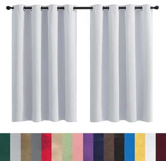 Warmte-Isolerende Gordijnen 220 x 120 cm met Ringen, Ondoorzichtig, Vele Kleuren en Maten Gordijnen Voor Kantoor, Gordijnen met Lussen Voor de Woonkamer, Geel