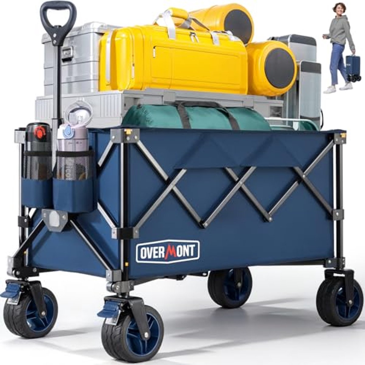 Opvouwbare Bolderkar met Off-Road Wielen - Draagkracht tot 150 kg voor Camping, Sport en Winkelen