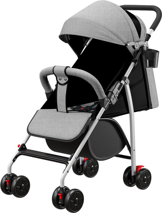 PIPIPOXER Opvouwbare Buggy met Zon- en Regenhoes, Grijs - PIPIPOXER - €54,99
