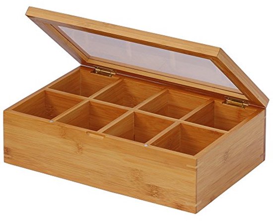 Bredemeijer theedoos 12 vakken bamboe zwart / glas | Oldenhof
