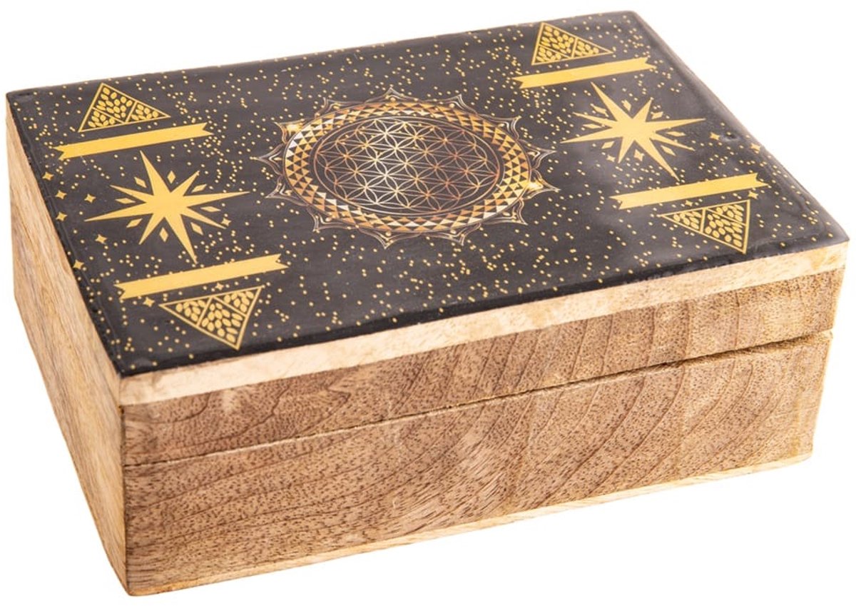 Fantasy houten doos Levensbloem