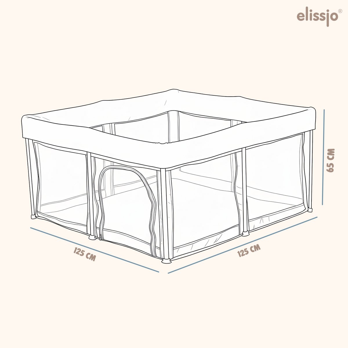 Elissio® - Grondbox Baby - Inklapbare Speelbox met Dubbelzijdige Speelmat & 50 Ballen - Kruipbox - Kinderbox - Playpen Baby - 125x125x65 CM - Beige – foto 2