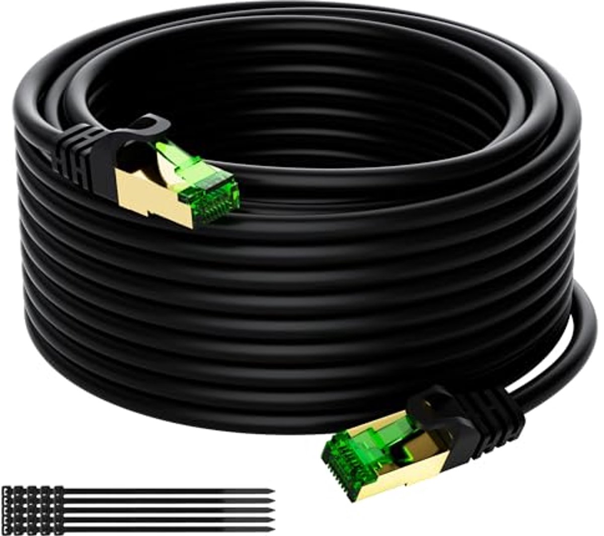20 meter CAT 8 netwerkkabel 40 Gbps - weerbestendig en UV-bestendig - S/FTP ethernetkabel met vergulde RJ45-steker
