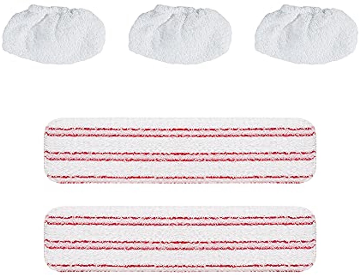 Set van 2 dweilen en 3 microvezeldoeken voor stoomreinigers