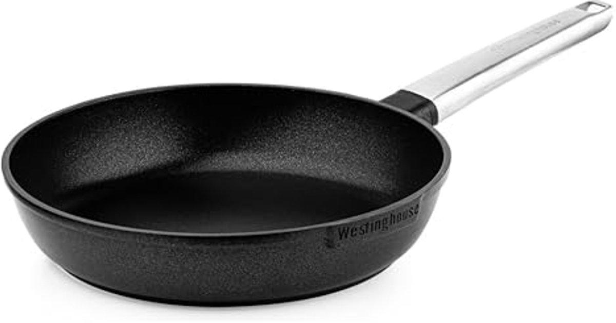 28 cm Antiaanbakpan voor Inductie en Alle Warmtebronnen – Cool Touch Handvat – Zwart