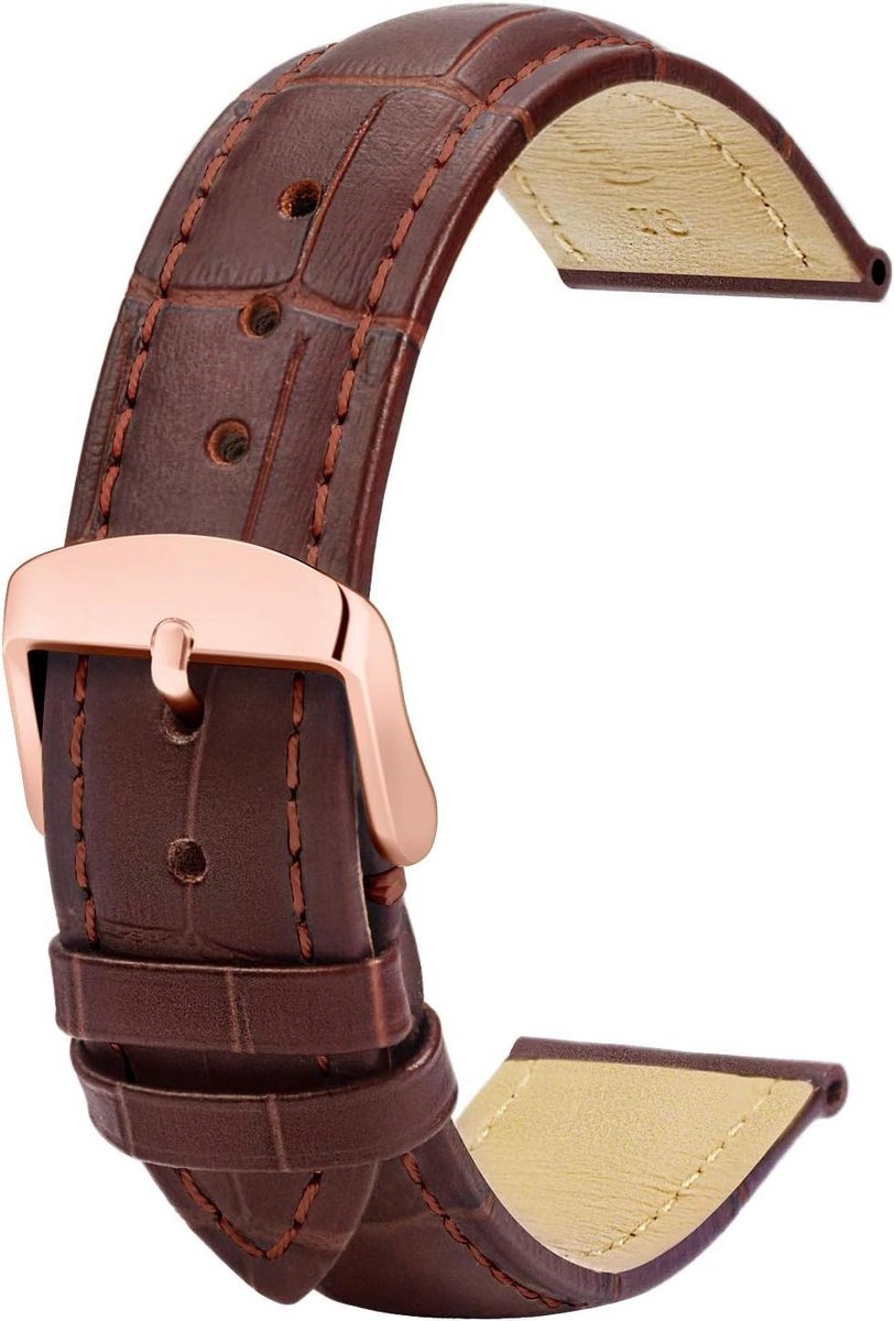 Orivio - Lederen horlogeband heren met roestvrijstalen gesp - 20mm breedte - Beschikbaar in verschillende maten.