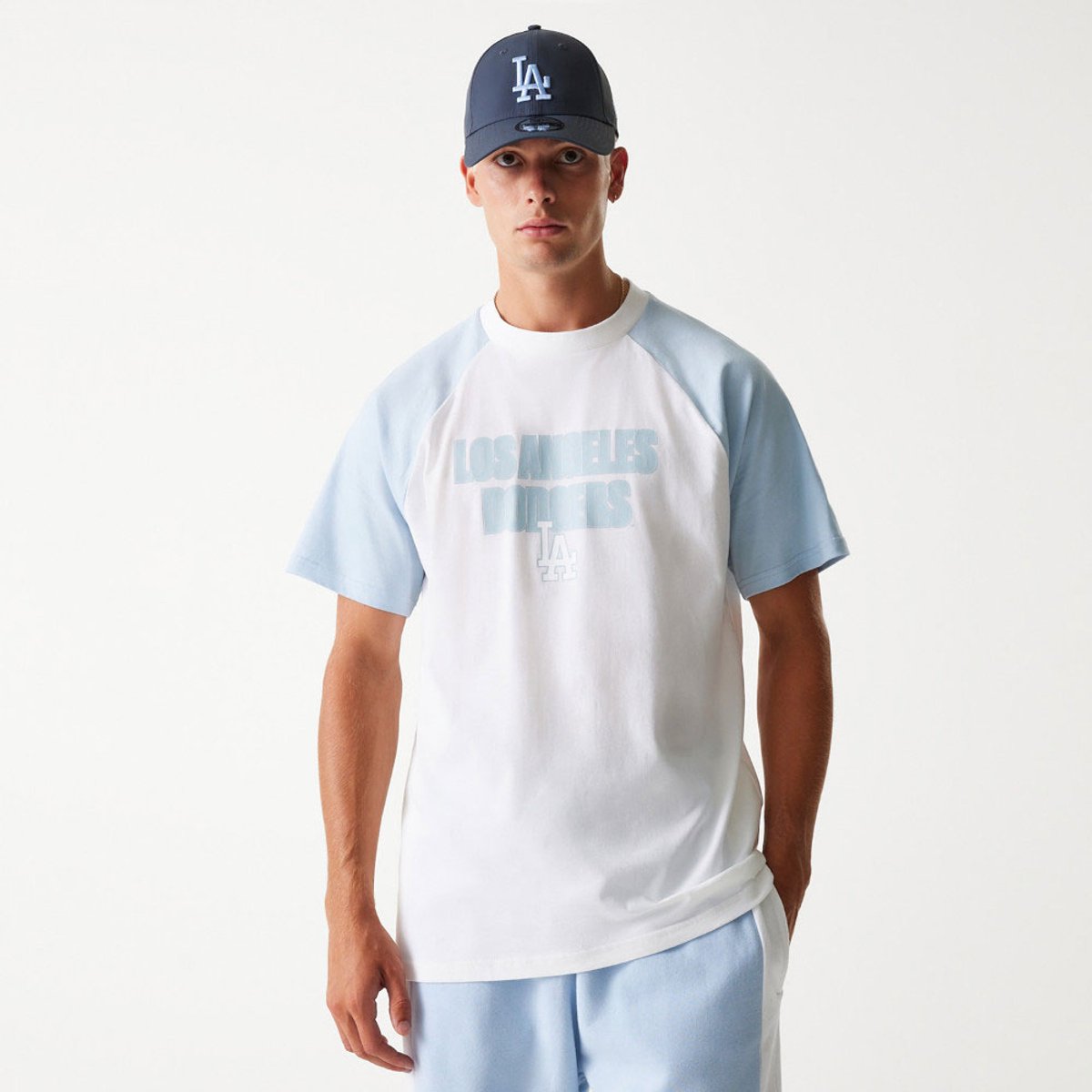 New Era Mlb Raglan La Dodgers Oversize T-shirt Met Korte Mouwen L Man Wit