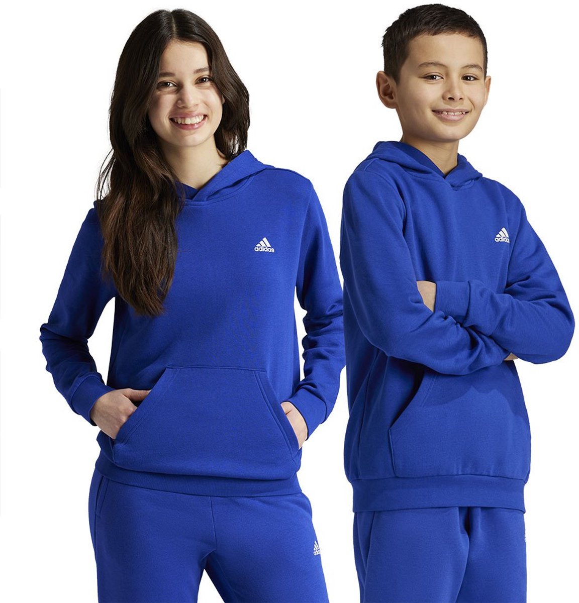 Adidas Essentials Small Logo Feel Cozy Fleece Hoodie 7-8 Years Kinderen Blauw