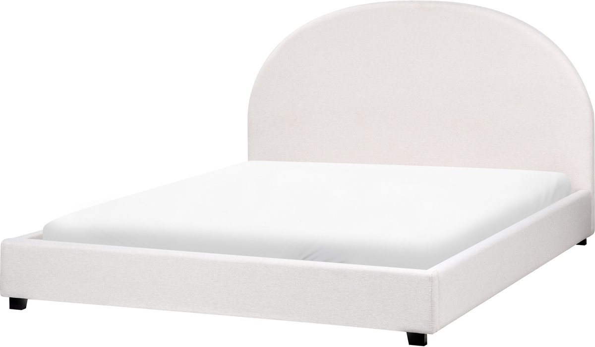 Beliani VAUCLUSE - Tweepersoonsbed - Gebroken wit - 160 x 200 cm - Polyester