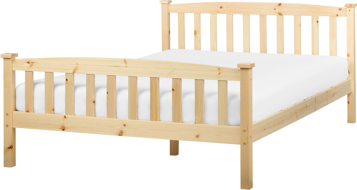 BELIANI GIVERNY - Bed - Lichtbruin - 140 x 200 cm - Dennenhout