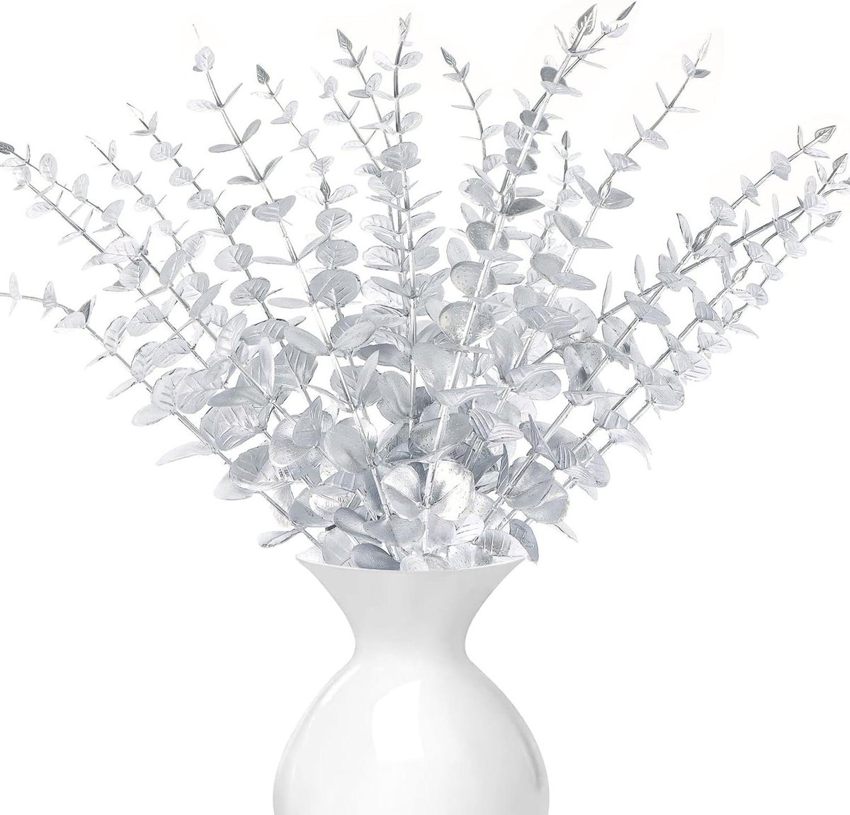 Allecto plus - Kunstmatige Eucalyptus Takken - 20 stuks Decoratie Plantenbladeren - Bruiloften en Feesten - Thuis Tafeldecoratie - Zilverkleurig - Bloemstuk