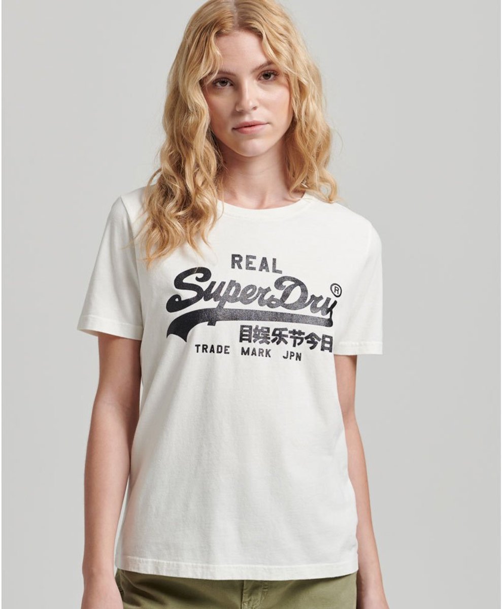 Superdry Versierd Vintage Logo T-shirt Dames T-shirts Creme