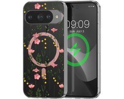 kwmobile Kristalheldere hardcase compatibel met Google Pixel 10 / Pixel 10 Pro Hoesje – compatibel met MagSafe – Acryl hoesje met TPU-rand – Zachte wilde bloemen design