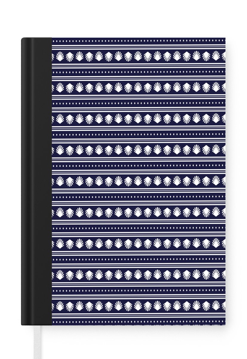 Notitieboek - Schrijfboek - Schelp - Nautisch - Blauw - Wit - Notitieboekje klein - A5 formaat - Schrijfblok