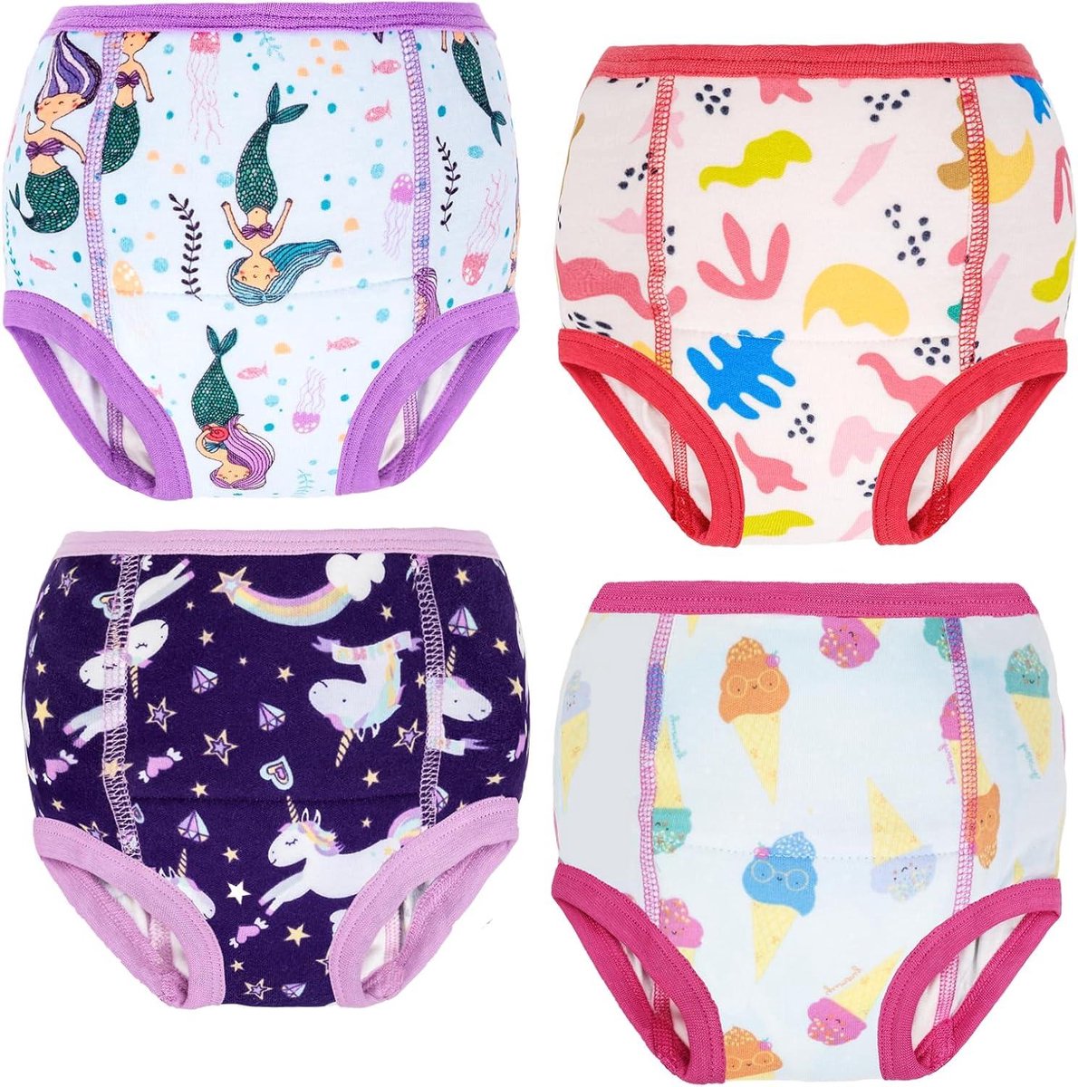 Allecto plus - Trainingsbroek jongens, kinderen 4-pack roze, 6 jaar, zindelijkheidstraining