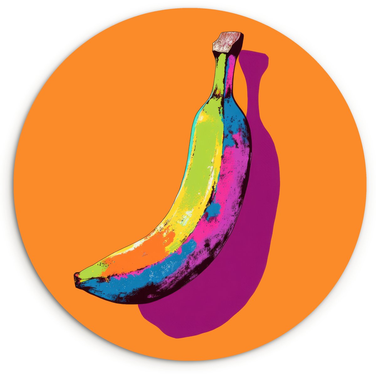 WallCircle Wandcirkel 120x120 cm - Muurcirkel Felle kleuren - Banaan - popart - Muurdecoratie woonkamer - Wanddecoratie slaapkamer - Kamer decoratie accessoires - Ronde schilderijen