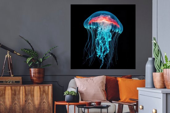 Muurstickers - Sticker Folie - Kwal - Tentakels - Blauw - Licht - 100x100 cm - Plakfolie - Muurstickers Kinderkamer - Zelfklevend Behang XXL - Zelfklevend behangpapier - Stickerfolie