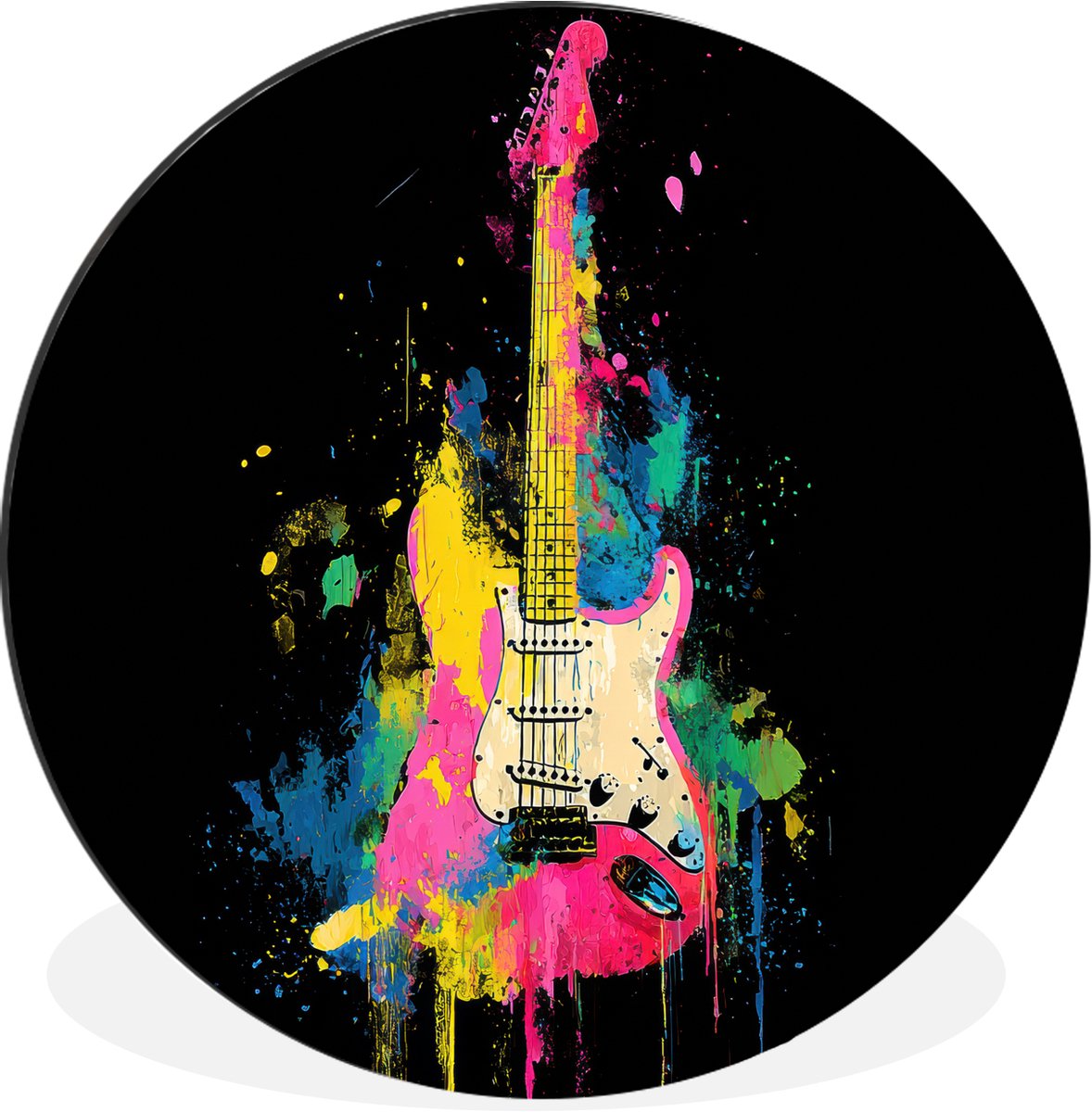 WallCircle - Wandcirkel - Muurcirkel - Gitaar - Kleurrijk - Verf - Aluminium - Dibond - 30