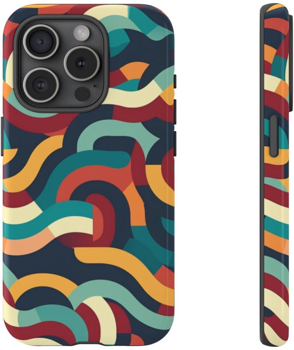 Kleurrijk Abstract Golvend Patroon – Telefoonhoesje Geschikt voor iPhone 15 Pro
