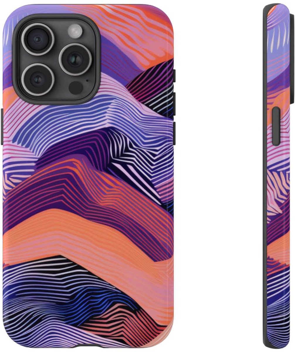 Abstracte Golvende Strepen – Telefoonhoesje Geschikt voor iPhone 15 Pro Max