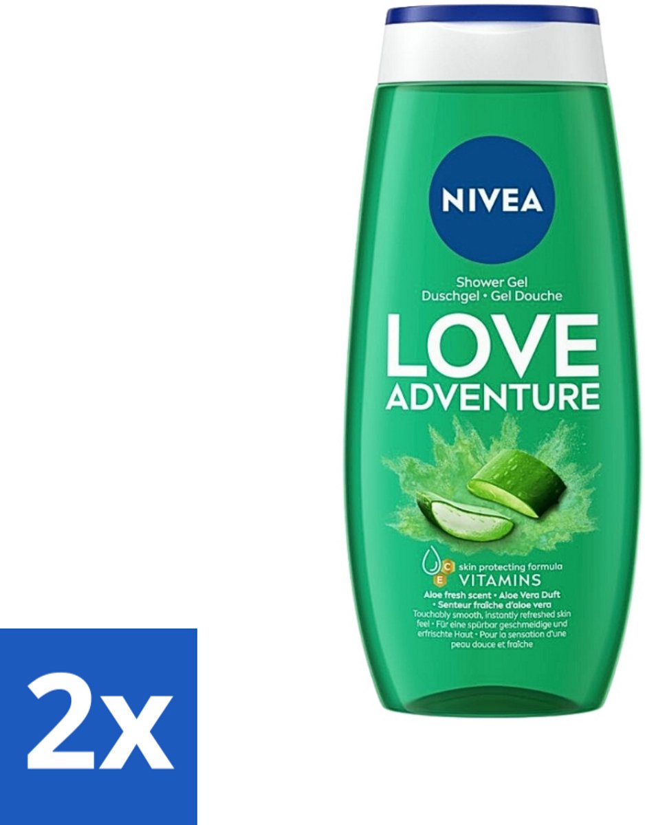 2 x NIVEA Douchegel Love Nature 250 ml - Douchegel - Verfrissend - Huidbeschermend - Vitamine C - Vitamine E