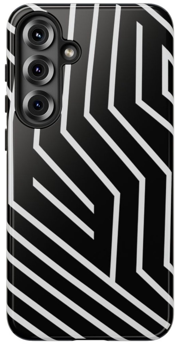Zwart-Wit Geometrisch Lijnpatroon – Telefoonhoesje Geschikt voor Samsung Galaxy S25 Plus
