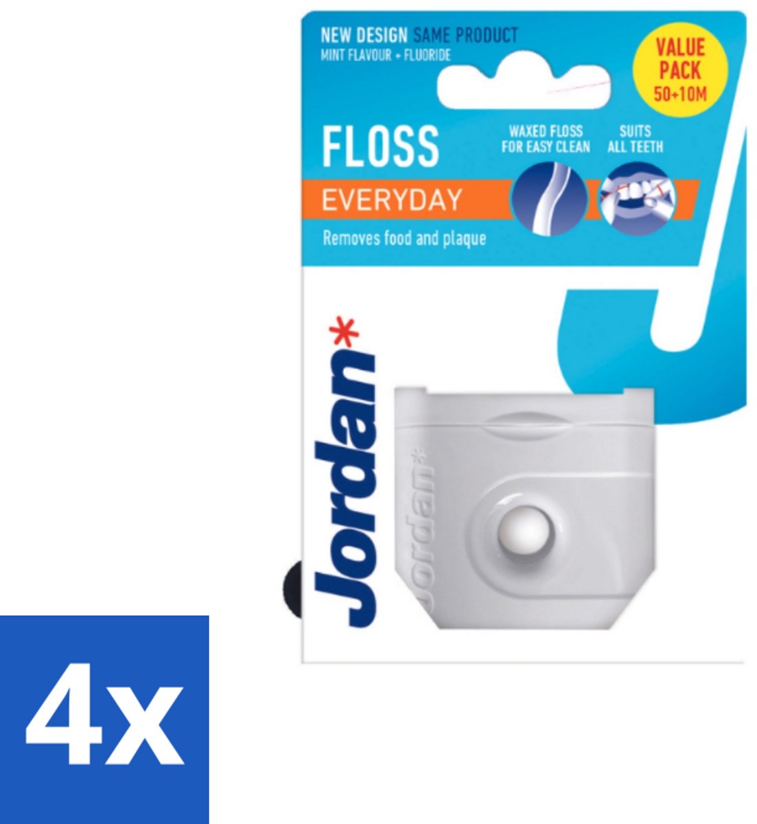 4 x Jordan Floss Everyday 50 meter - Floss - Tandfloss - Mondhygiëne - Tandplak - Flossing