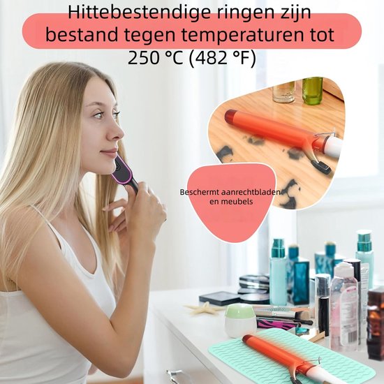 2-delige krultang warmte-isolatiepad - Permanente ijzer antislippad - Draagbare reiswarmtetool padhoes - Geschikt voor krultangen, stijltangen, stijltangen en andere haartools - Groen van Nivlan — afbeelding 3