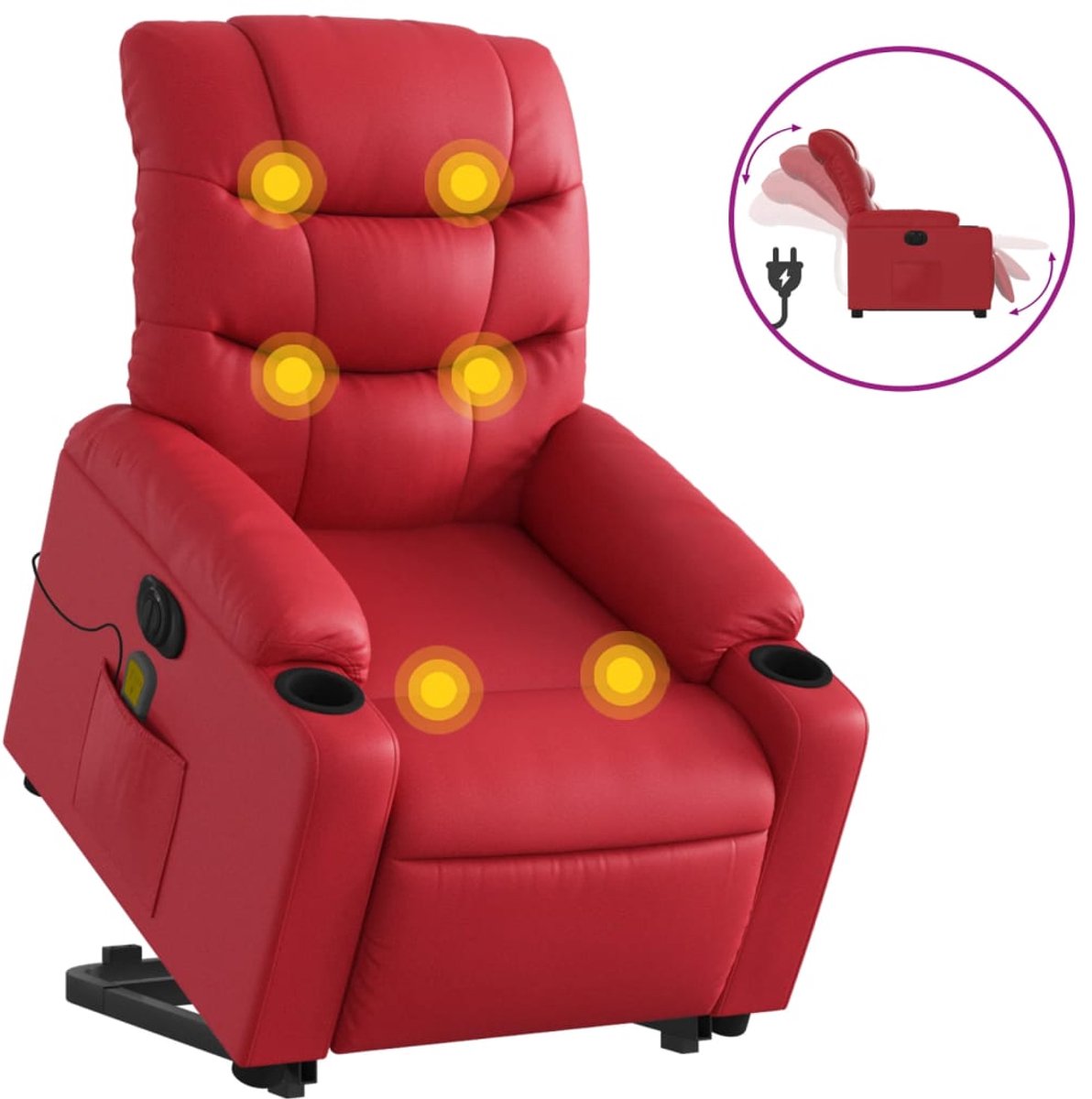 vidaXL Sta-op-massagestoel - elektrisch - kunstleer - rood