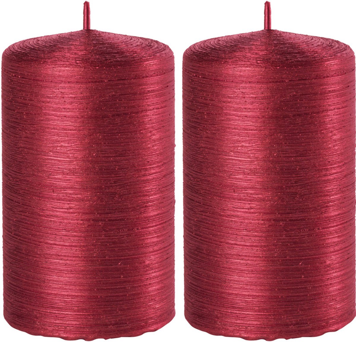 Enlightening Candles Cilinderkaars/stompkaars - 2x - rood - 6 x 10 cm - 25 branduren - sfeerkaarsen - kaarsen - Woondecoraties
