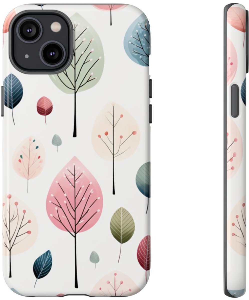 Pastelbladerenpatroon – Telefoonhoesje Geschikt voor iPhone 14 Plus