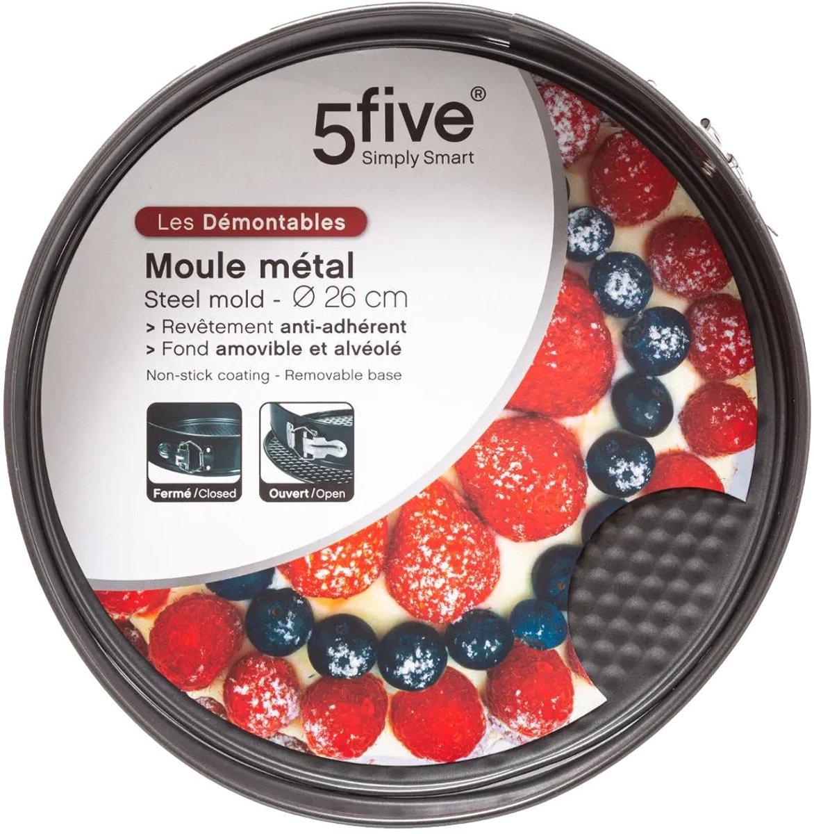 5five Taarten bakvorm/springvorm - metaal - zwart - 26 cm - rond - taarten bakken – foto 6