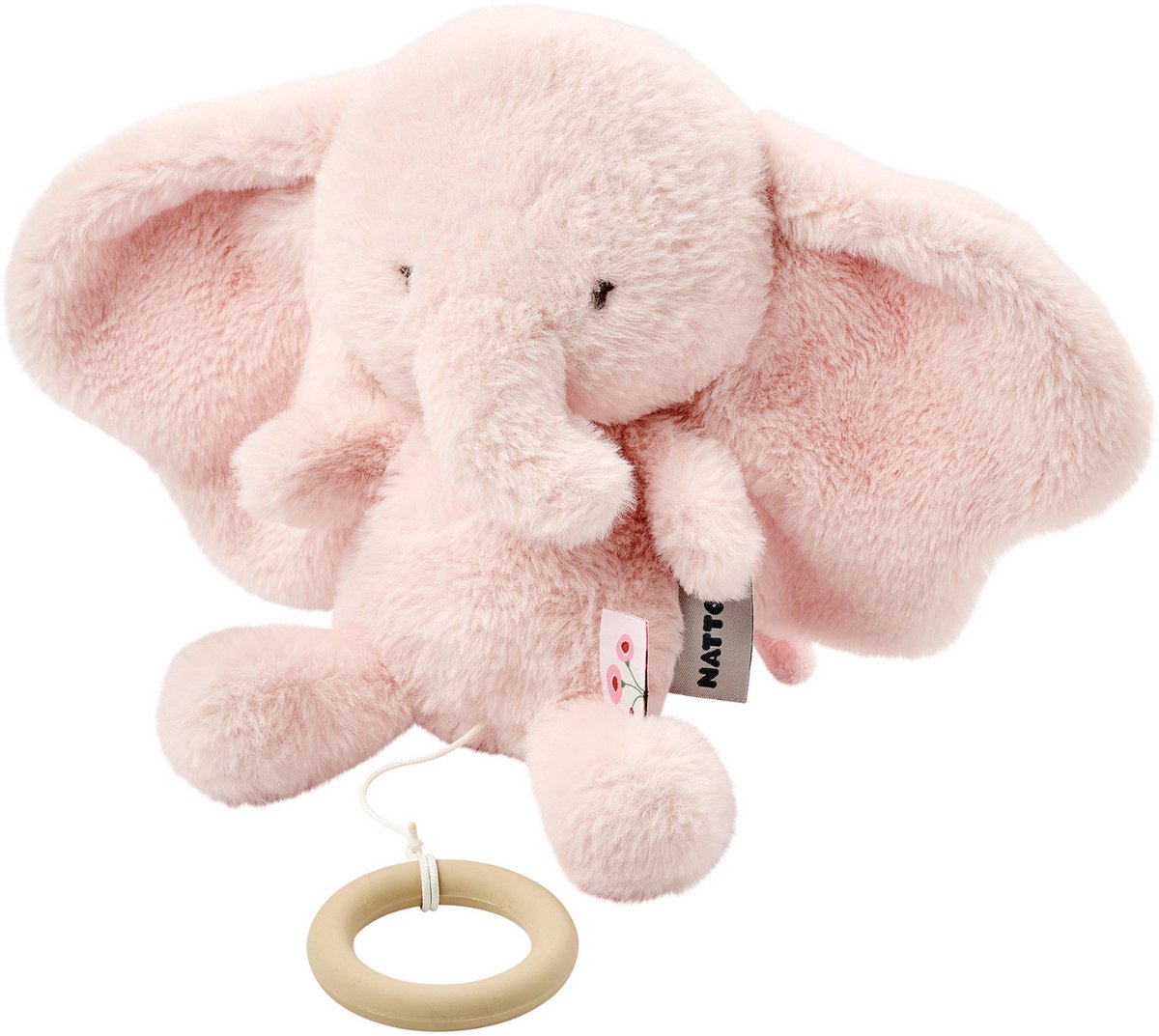 Nattou FanFan Muziekknuffel Olifant - 25 cm - Zachte Knuffel met Muziek - Baby Cadeau - Roze