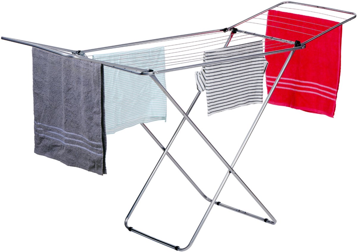Dirt Devil Droogrek Inklapbaar – Wasrek Metaal met Anti-Slip Voeten – Wasrek met Vleugels tot 10KG – Drooglijn ca. 18 Meter – Opvouwbaar Wasrek voor Binnengebruik