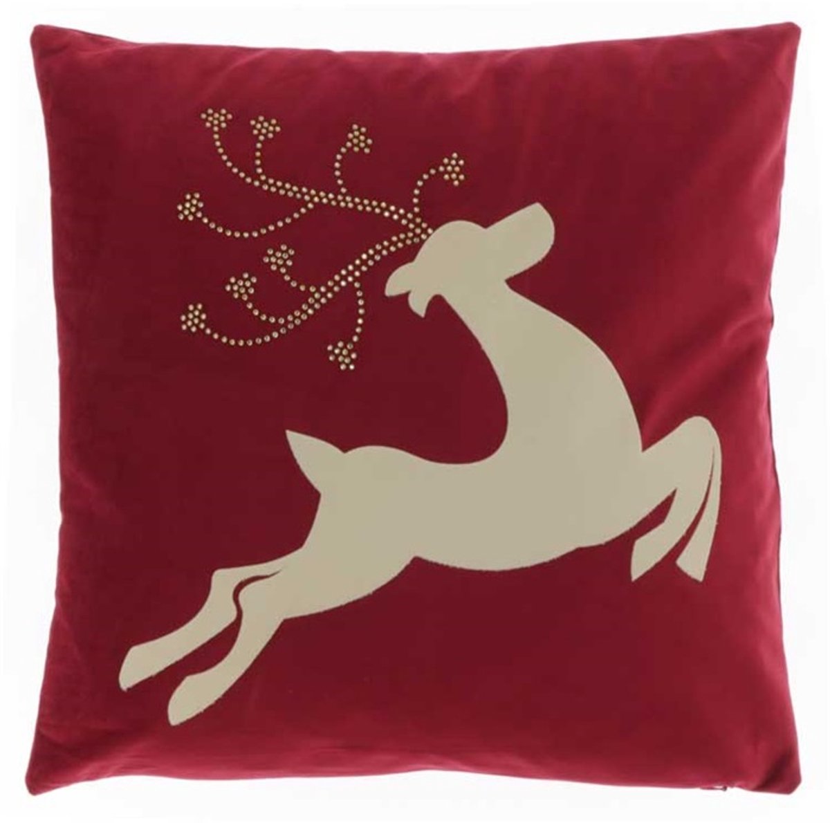 Unique Living Kussen Reindeer 45x45cm red | Kussen woonkamer of slaapkamer Rood