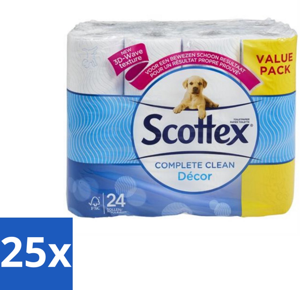 25 x Scottex - Toiletpapier - 2-laags - 24 Rollen - Toiletpapier - 2-laags - 24 Rollen - Zachtheid - Kracht