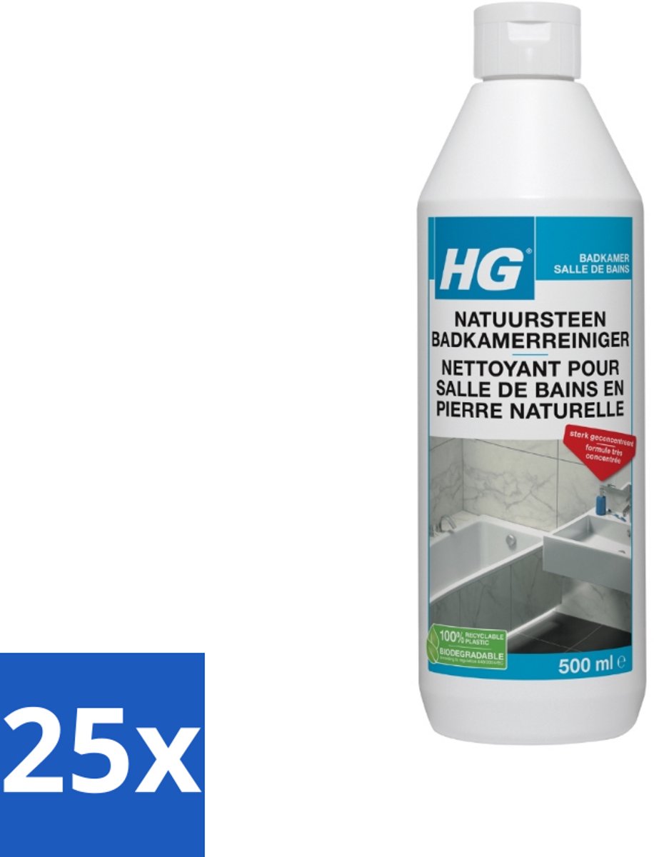 25 x HG Natuursteen Badkamer Reiniger 500 ml - Badkamerreiniger - Natuursteen Reinigen - Marmer Reinigen - Kalkaanslag Verwijderen - Badkamer Reinigen