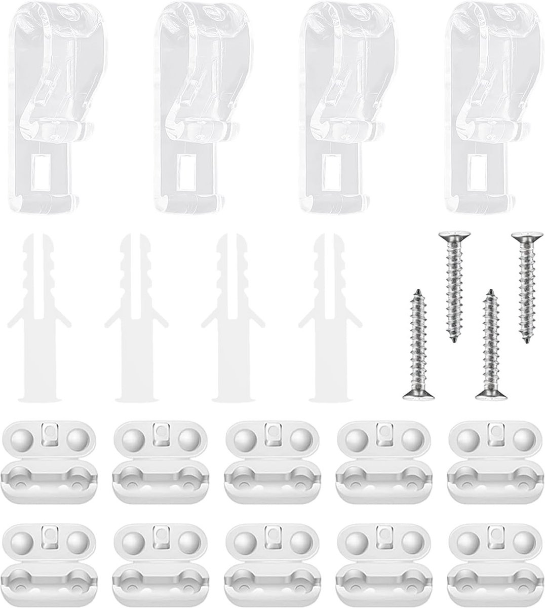 Ibenzoa® Set van clips en haken voor gordijn- en jaloezieonderhoud met stevige verbinding