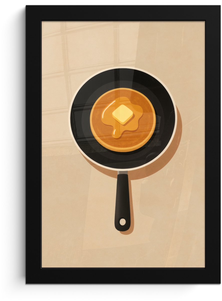 Poster in lijst - Fotolijst 20x30 cm - Posters - Pannenkoek - Koekenpan - Boter - Minimali