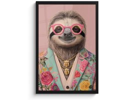 Poster in lijst – Fotolijst 40×60 cm – Posters – Luiaard – Bloemenprint – Bril – Roze – Posterlijst zwart – Decoratie – Wanddecoratie woonkamer – Muurdecoratie slaapkamer Poster in lijst – Fotolijst 40×60 cm – Posters – Luiaard – Bloemenprint – Bril – Roze – Posterlijst zwart – Decoratie – Wanddecoratie woonkamer – Muurdecoratie slaapkamer