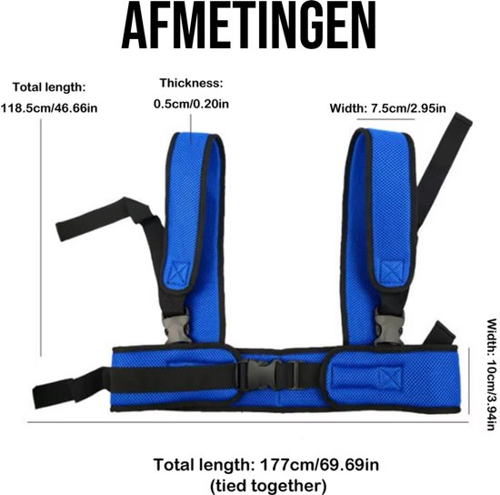 Foto: Allernieuwste nl valpreventie rolstoel veiligheidsgordel blauw harnas met schouderriemen anti val anti slip ondersteuningsvest voor ouderen en pati nten